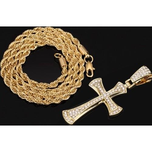 Vintage Dark Gothic Hollow Cross Pendant Chain Necklace For Kpop Cool Harajuku Street Egirl Men Women Halloween Jewelry