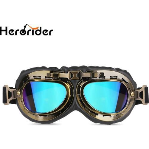 Fishberg Vintage Moto Goggles Scooter Glasses Motorbike Bike Goggles Glasses Black
