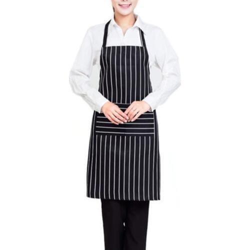 High Quality Fashion Women Men Adjustable Stripes Apron Kitchen Bib with Big Front Pocket