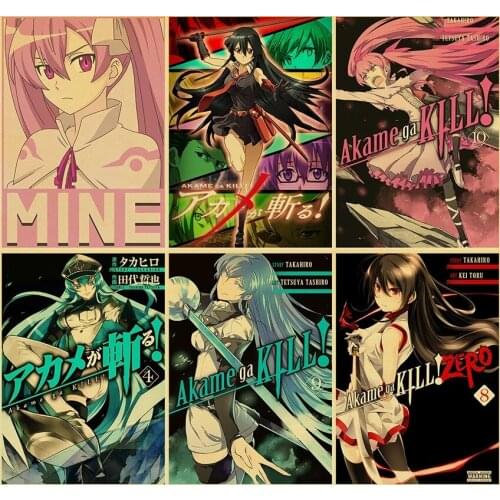 Japanese Anime Akame Ga Kill Poster Vintage Wall Picture for Home Room Wall Decor Retro Art Painting
