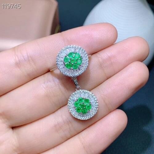 Natural Emerald Jewelry Suit 925 Silver Clover High-end Jewelry Design Makes You Queen