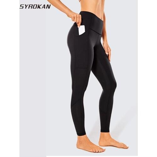 SYROKAN Womens Naked Feeling Soft Yoga Leggings 25 Inches Ultra Soft High Waist Workout Pants with Pockets
