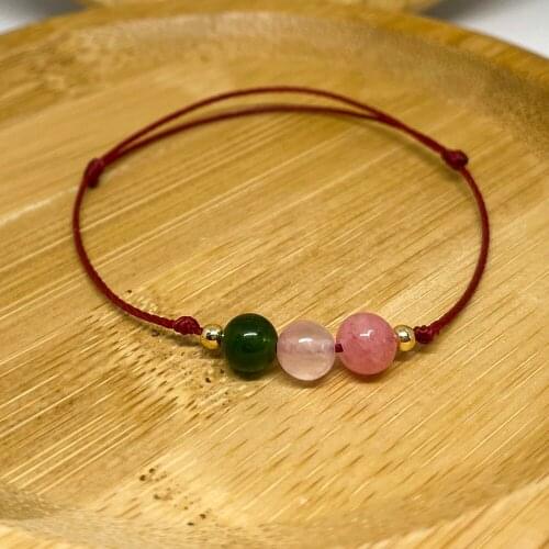 Women Rose Quartz Bracelets Handmade Girl Pink Crystal Beads Jewelry Natural Stones Decoration Thread Accessories Gift