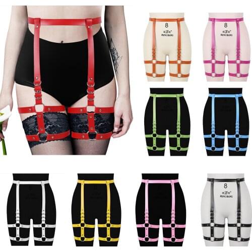 Goth Leather Garter Belt For Stockings Sexy Bdsm Erotic Accessories Women Punk Waist Belt Leg Harness Straps Club Festive Rave