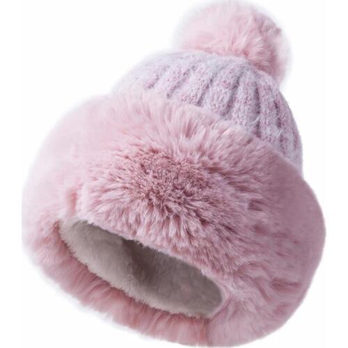 Winter Hats Women Fur Pom Poms Hat Winter Women Girls Hat Beanie Knitted Cap Thick Women Skullies Beanies
