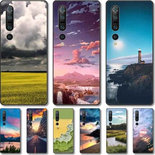 Sky scenery Phone Case For xiaomi mi11 5g 10 liti Ultra 9Pro SE 3 8 Note Anime Black Cover Silicone Back Pretty tpu