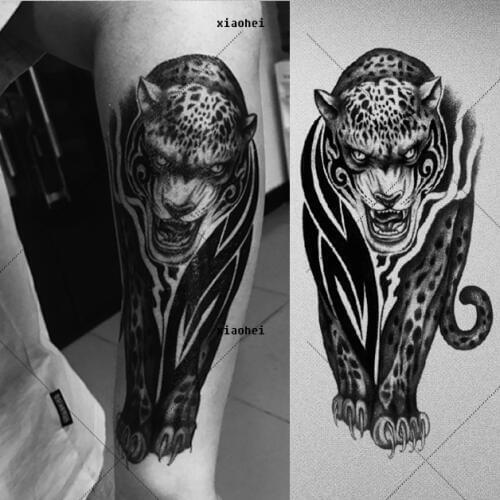 1pcs Fantasy leopard Hot Black White Large Flower Henna Temporary Tattoo Black Mehndi Style Waterproof Tattoo Sticker