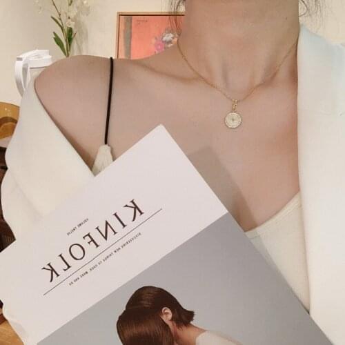 Newest Gold Color Star Necklaces Shell Pendant Necklace Fashion Chain Necklace For Women Titanium steel Jewelry 1PC