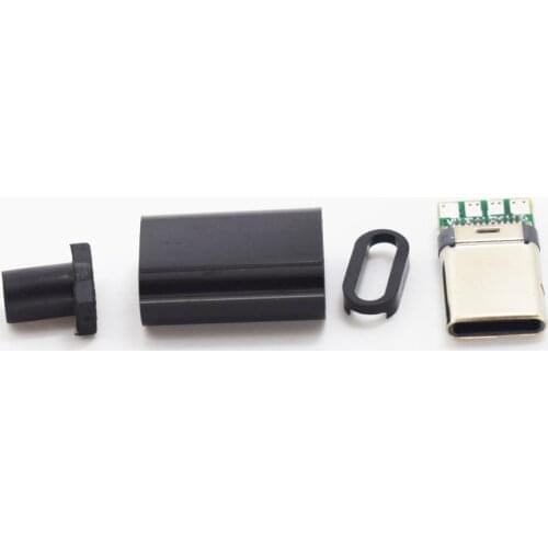 100 sets Black USB 3.1 Type C USB C Male Plug DIY Connector Solder Housing Cover