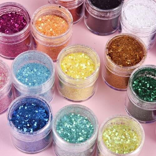 18 Bottles/Lot Shinning Glitters Hexagon Glitter Mermaid Scale Filling For Resin Craft DIY Jewelry Making UV Epoxy Resin Pigment