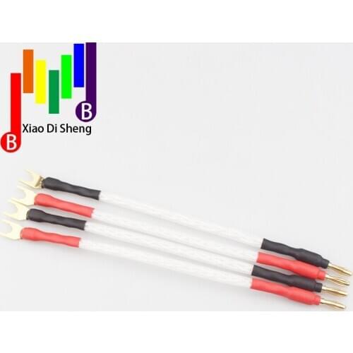 4pcs OCC silver plated jump cable audio speaker cable , Y spade to Y spade bridge wire , Multiple OCC copper audio line