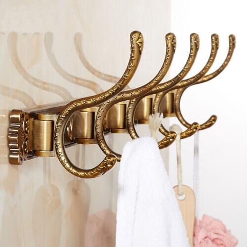 5 robe hooks antique European , Bathroom / kitchen towel hooks on the door, Brass hook for hanging clothes on the wall
