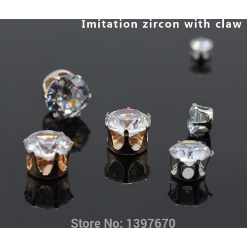 6/8/10/12MM Imitation zircon sew on rhinestones sewing crystal glass stones gold bottom claw drill shoes&clothing accessories