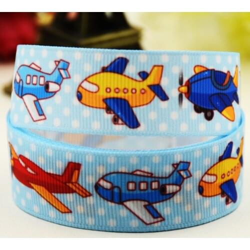 22mm 25mm 38mm 75mm Airplane Cartoon printed Grosgrain Ribbon party decoration 10 Yards X-02996