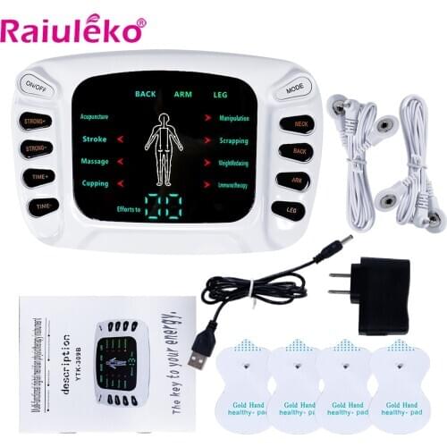 8 Modes Tens Massager Acupuncture Digital Therapy Machine Massager Electronic Pulse Massager EMS Muscle Electrostimulator HOT