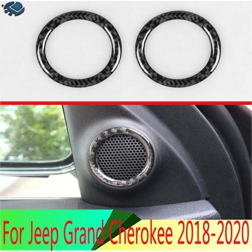 For Jeep Grand Cherokee 2018 2019 Car Styling Accessories Carbon Fiber Style Speaker Cover Interior Trim