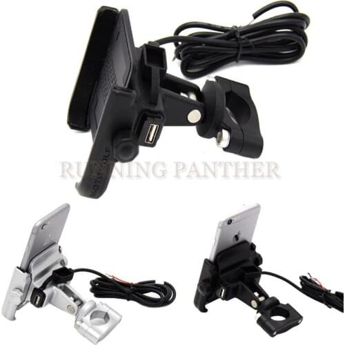 Motorcycle Bicycle 4-6.6 inch Phone Holder with USB Charger Handlebar Bracket For YAMAHA KAWASAKI BMW SUZUKI HONDA