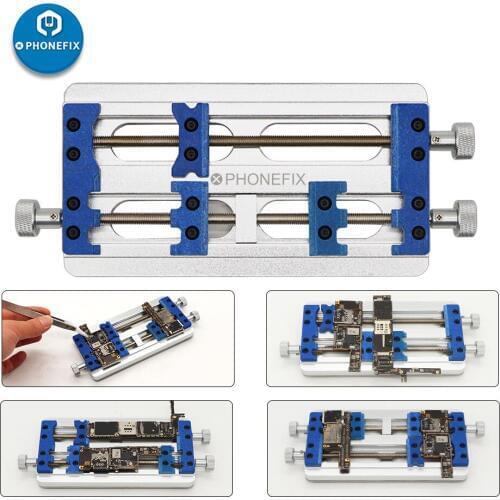 PHONEFIX PCB Holder Fixture Aluminum Alloy 2+1 Axis Rotatable Screws Motherboard Fixture Phone Repair Double Axis PCB Holder
