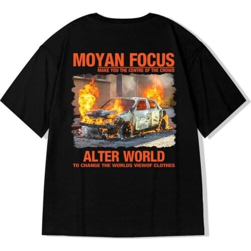Oversize T Shirts Moyan Focus T-shirt Japanese Alter World Tees Tops Hip Hop Loose Streetwear Cotton Men Clothing Drop Shipping
