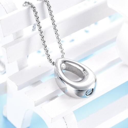 IJD8575 The Tear drop Cremation Pendant Jewelry 316L Stainless Steel Memorial Urn Ashes Holder Keepsake Necklace for Women