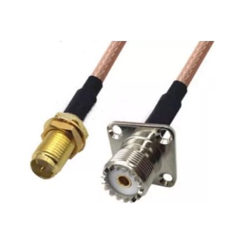 RG142 Cable RP-SMA Female To UHF SO239 Female 4 Hole Flange Panel Mount Connector RF Coaxial Jumper Pigtail Cable