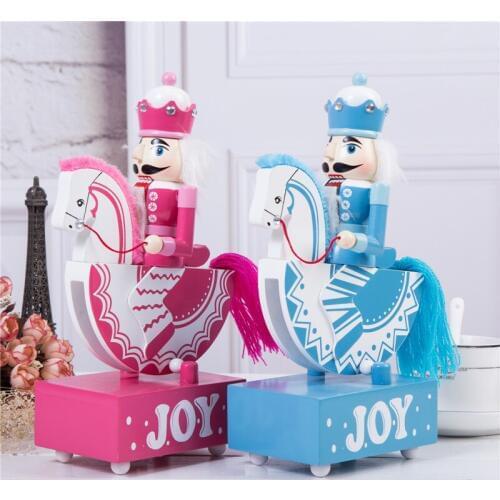 25cm pink princess blue nutcracker rocking horse music box body front and rear for wedding Christmas and birthday free shipping