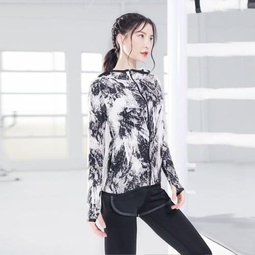 Yoga Crop Top Jacket Womens Autumn Winter Clothes Red Sports Long Sleeve Running Mujer Camisetas