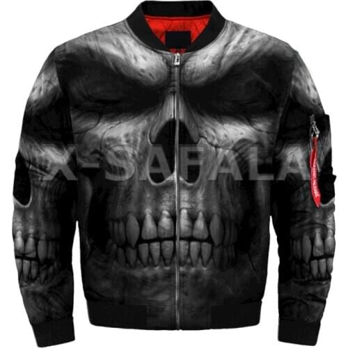 Mens Unisex 3D Bomber Jackets Trippy Skull Head Print Zipper Flight Jacket Casual Unisex Harajuku Women Streetwear Thick Coats 1