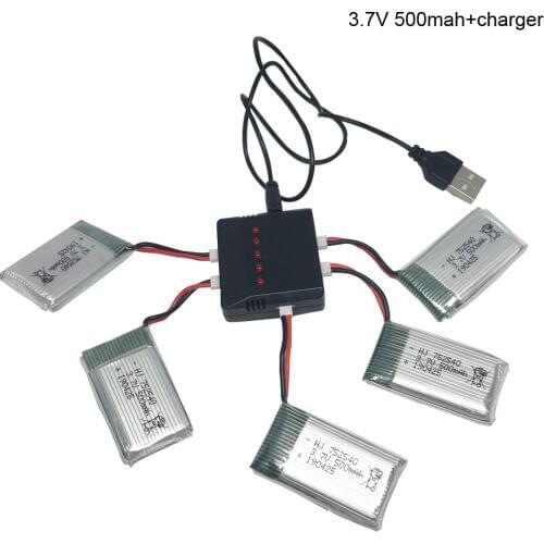 3.7V 500mAh Lipo Battery with charger For Syma X5C X5SW M68 Cheerson CX-30 H5C quadrocopter 3.7 V 500 mAh Li-po battery 752540