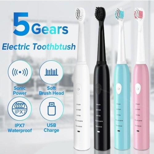 Powerful Ultrasonic Sonic Electric Toothbrush USB Rechargeable Tooth Brush Adult Electronic Washable Whitening Teeth Brush