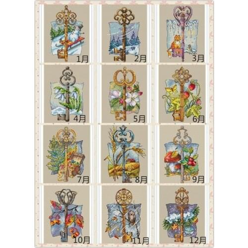 Key Counted Cross Stitch 14CT 18CT light coffee Cross Stitch Kits Embroidery Needlework Sets