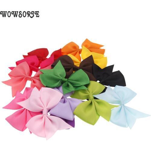 Baby Boutique Grosgrain Ribbon Hair Bows Brand Fashion Without headband No Clip Candy Color Girls hair Accessories 20pcs/lot