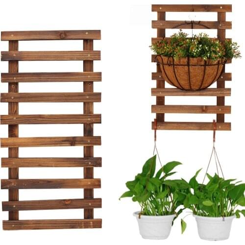 Balcony flower stand hanging solid wood wall hanging flower shelf outdoor flower pot hanger anticorrosive wood wall hanging flow