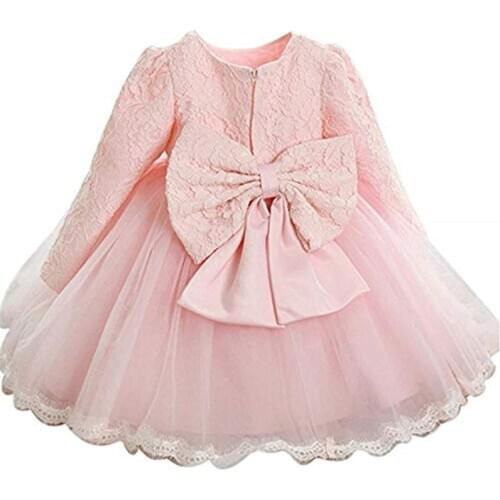 12M 18M Baby Girls Christening Dress Birthday Party Gown Infant Girl Clothing Toddler Kids Baby Lace Wedding Dresses Big Bow