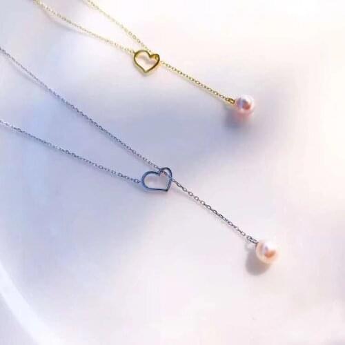 Heart Style 925 Sterling Silver Necklace Set Findings Jewelry Settings Mountings Parts for Akoya Edison Pearls, Coral, Jade