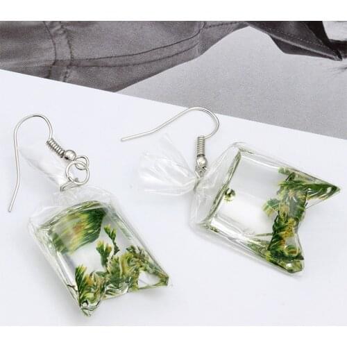 2021 New Fashion Fun Cartoon Drop Earrings Creative Goldfish Transparent Water Bag Dangle Earrings Women Cute Jewelry Gift