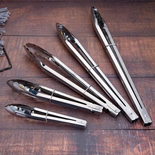 5pcs/set Stainless Steel BBQ Grilling Tong Salad Bread Serving Tong Non-Stick Kitchen Barbecue Grilling Cooking Tong Kitchen