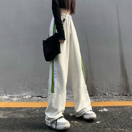 HOUZHOU Cotton Korean Fashion Casual Wide Leg Pants Harajuku Joggers Women Hip Hop Baggy Trousers Female Jogging Sweatpants