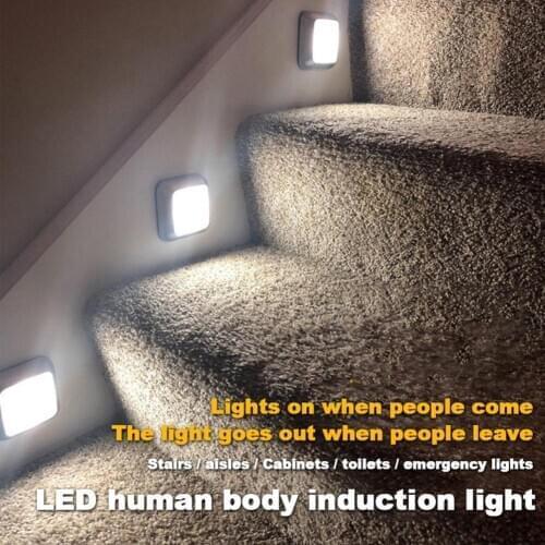 LED Induction Night Light Cabinet Stairs Human Body Induction Lamp Bedside Lamp Kitchen Closet Light Infrared Sensor Night Light