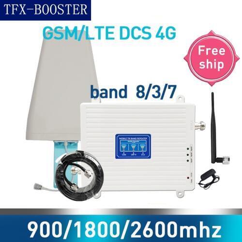 TFX-BOOSTER 900/1800/2600 Mhz 2G 3G 4G Mobile Phone Repeater 4G 2600Mhz Cellular Signal Booster Amplifier 5dbi Whip Antenna