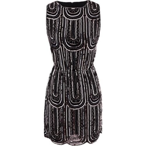 Top Black Vintage Sequin embroidery Sexy Prom Women Cocktail Party Dresses Coctel Vestido De Festa Curto 974