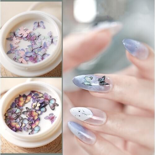 1 box 30pcs Japanese Colorful Purple Butterfly Nail Studs Nail Parts Decoration Nail Art Nail Salon