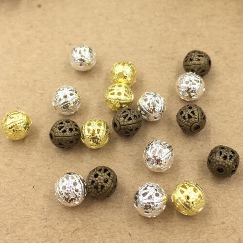 100pcs/lot 3 Colors 4mm 6mm 8mm Copper Material Beads Spacer Beads Hollow Beads Charm For DIY Bracelets Necklace Jewelry Making
