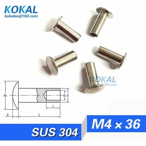 [YK304-M4*36]50PCS Free Shipping sus304 stainless steel rivet M4*36mm semi-tubular oval head rivet with M4 rivet