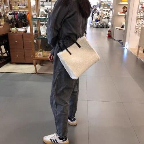 Lamb Hair Bag Women 2020 Trendy Portable Plush Cute One-shoulder Diagonal Bag Designer Handbags High Quality Bolsas De Mujer