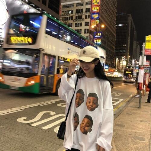 Autumn Long Sleeve High Street Harajuku Hoodies Streetwear Printed Tops Women Loose Clothing Girls sweatshirt hoodies Women