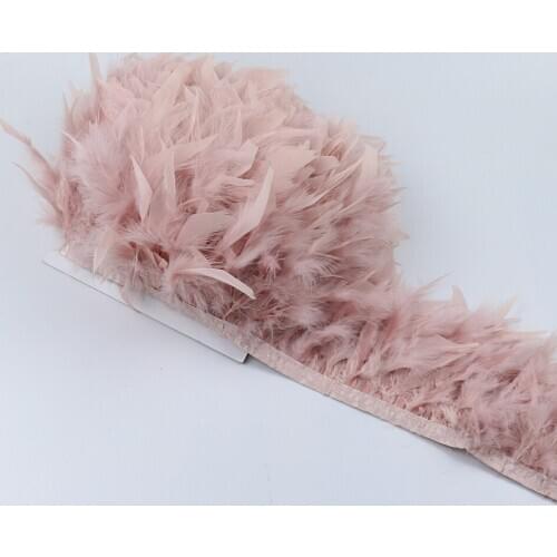 1M Dyed Leather Pink Turkey Feather Fringe Trim 6-8inches Chandelle Marabou Feather Trimming Skirt Dress Decoration SD62