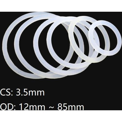 10pc Thickness CS 3.5mm OD 12~ 85mm Silicone O Ring Gasket Food Grade Waterproof Washer Rubber Insulate Round O Shape Seal White