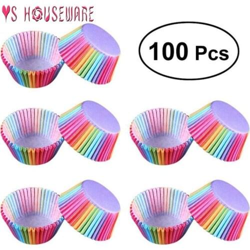 100PCS / set of color printing muffin cake form cupcake lined baking muffin box cup box party cake mold decoration tool