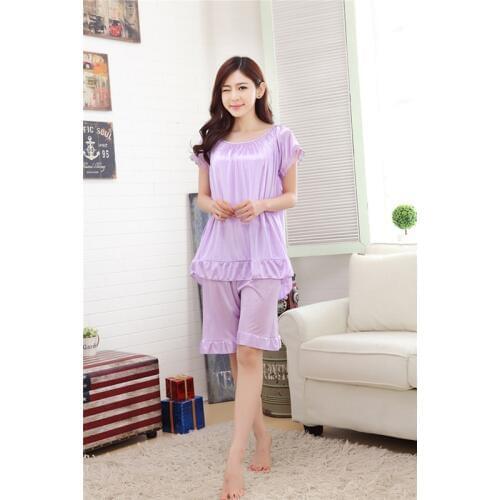 2019 Home Wear Sleep Wear For Women Ladies Sexy Silk Satin Pajama Set Lace pajamas Set Sleeveless pajamas Set O-neck Sleepwear